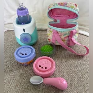 American Girl Bitty Baby Doll Feeding Set - Pink and Blue